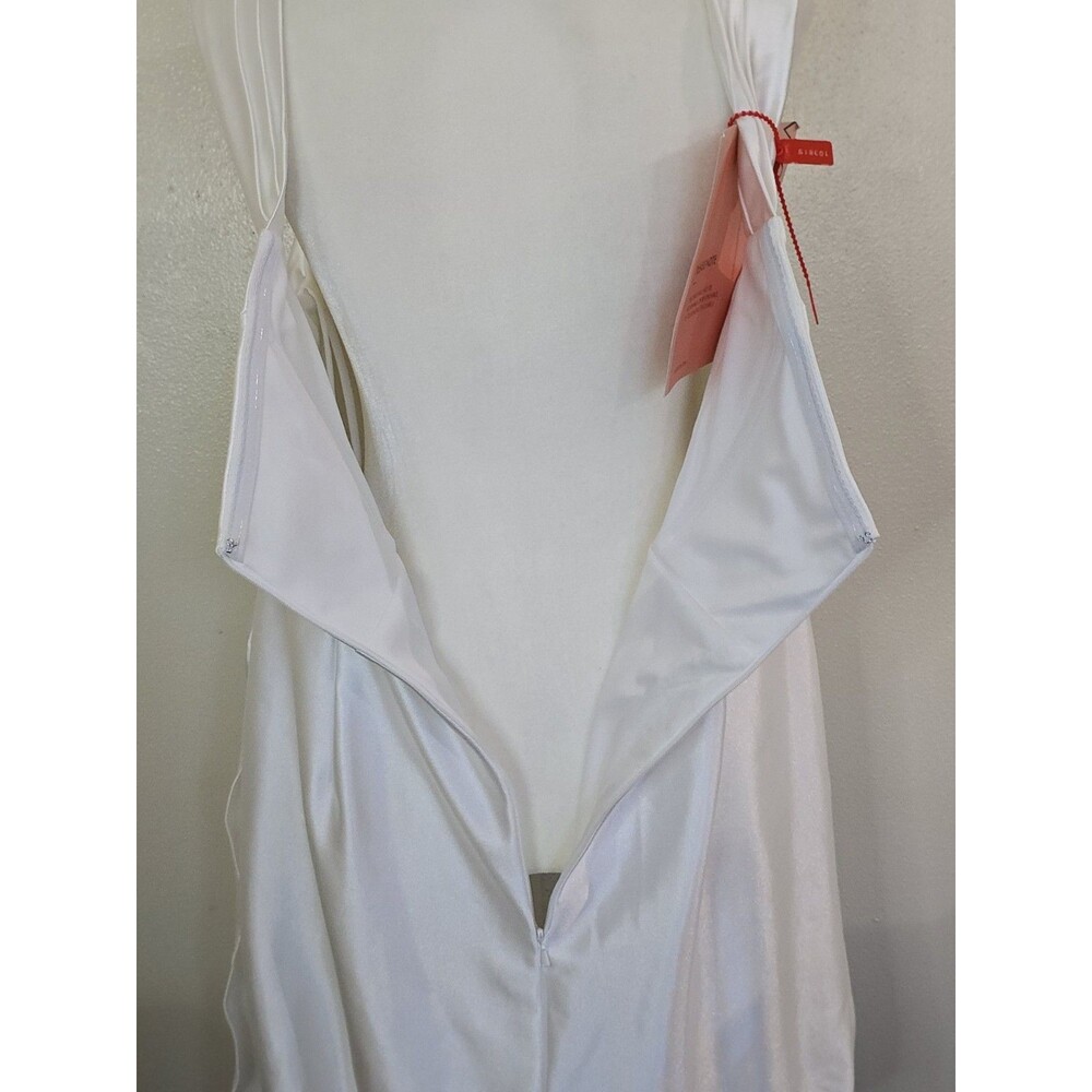 KissProm Zephyra Sheath Off Shoulder Satin White Mini Dress Sz 18 Bridal Wedding - Picture 8 of 15